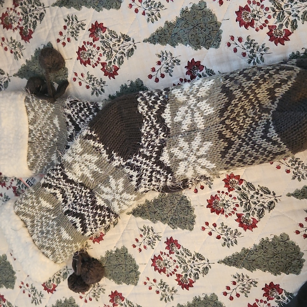 Cozy Mohair Slipper Socks - Brown and Cream